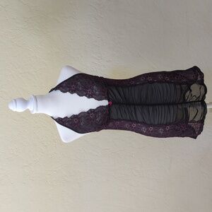 Frederick's of Hollywood Black Sheer Mesh and Lace Lingerie Chemise Size Medium